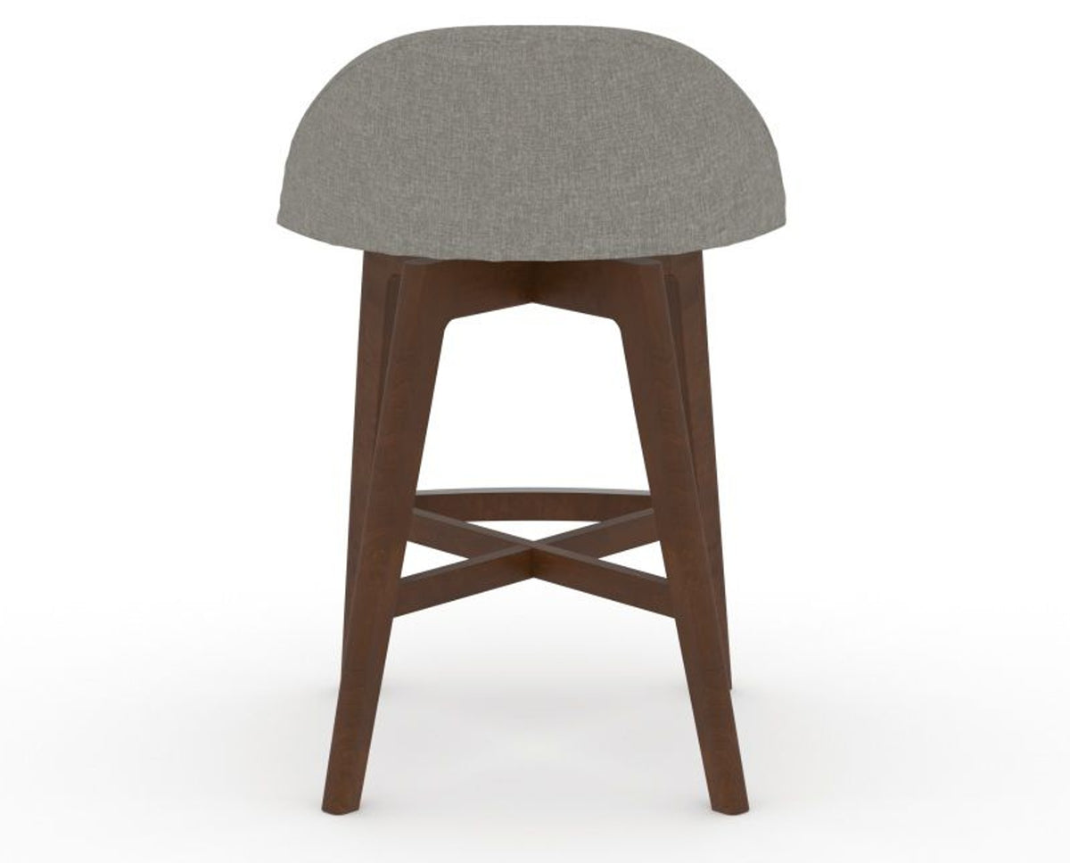 Canadel Downtown Swivel Counter or Bar Stool 8138 in TN Fabric and 19 Cognac Washed, back view