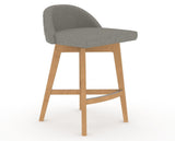 Canadel Downtown Swivel Counter or Bar Stool 8138 in TN Fabric and 20 Caramel Washed, three-quarter view