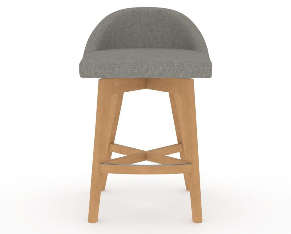 Canadel Downtown Swivel Counter or Bar Stool 8138 in TN Fabric and 20 Caramel Washed, front view