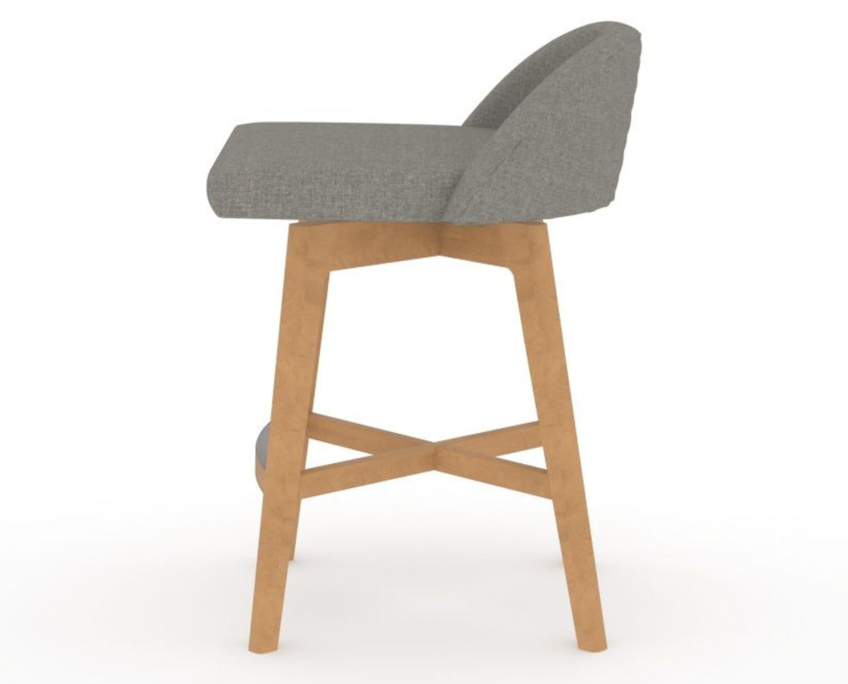 Canadel Downtown Swivel Counter or Bar Stool 8138 in TN Fabric and 20 Caramel Washed, side view