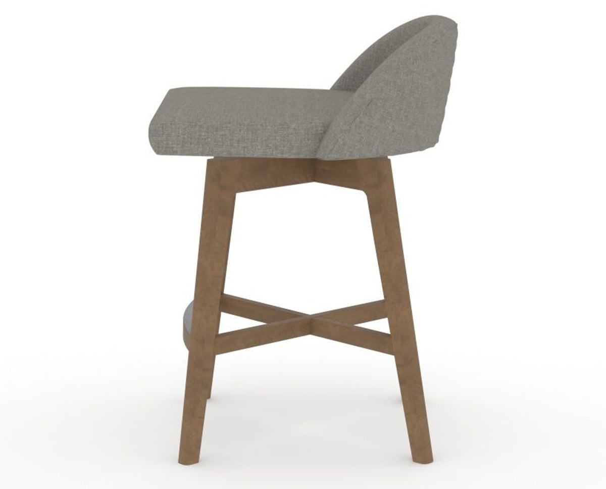 Canadel Downtown Swivel Counter or Bar Stool 8138 in TN Fabric and 25 Pecan Washed, side view