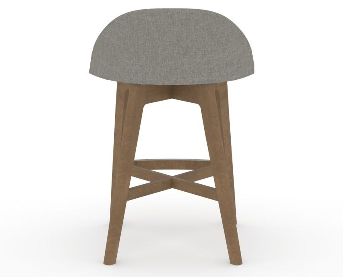 Canadel Downtown Swivel Counter or Bar Stool 8138 in TN Fabric and 25 Pecan Washed, back view
