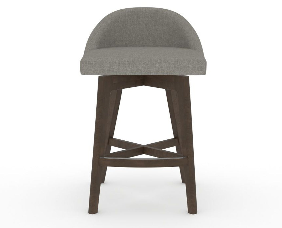 Canadel Downtown Swivel Counter or Bar Stool 8138 in TN Fabric and 29 Hazelnut Washed, front view