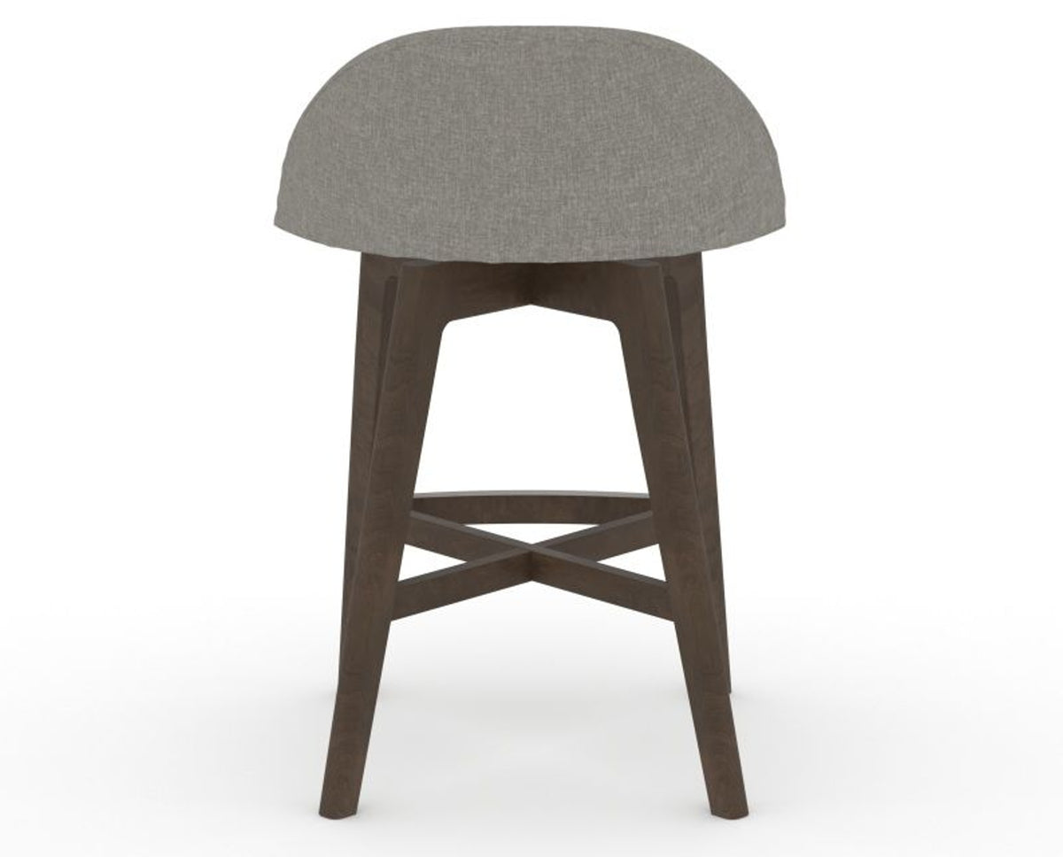 Canadel Downtown Swivel Counter or Bar Stool 8138 in TN Fabric and 29 Hazelnut Washed, back view