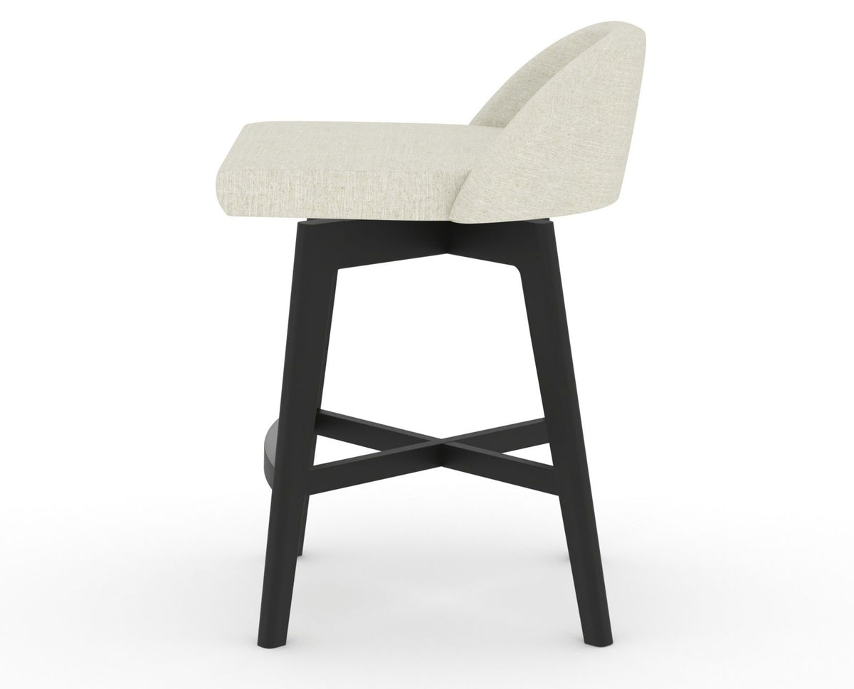 Canadel Downtown Swivel Counter or Bar Stool 8138 in TW Fabric and 05 Peppercorn Washed, side view