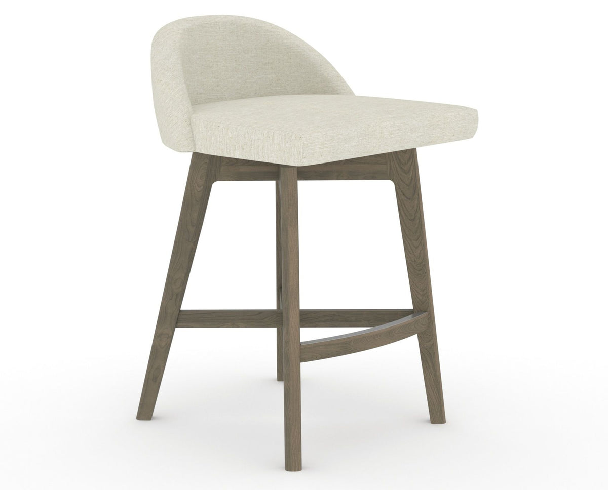 Canadel Downtown Swivel Counter or Bar Stool 8138 in TW Fabric and 08 Shadow, three-quarter view