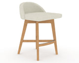Canadel Downtown Swivel Counter or Bar Stool 8138 in TW Fabric and 20 Caramel Washed, three-quarter view