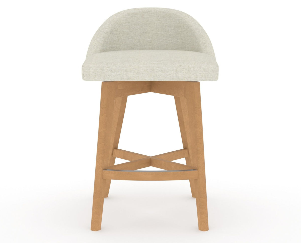 Canadel Downtown Swivel Counter or Bar Stool 8138 in TW Fabric and 20 Caramel Washed, front view