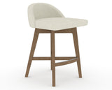 Canadel Downtown Swivel Counter or Bar Stool 8138 in TW Fabric and 25 Pecan Washed, three-quarter view