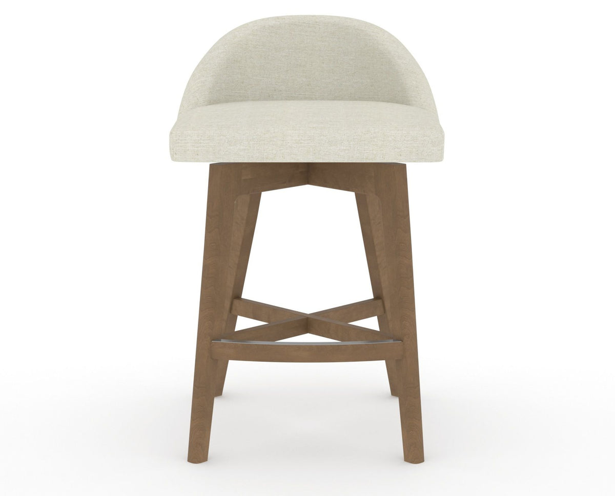 Canadel Downtown Swivel Counter or Bar Stool 8138 in TW Fabric and 25 Pecan Washed, front view