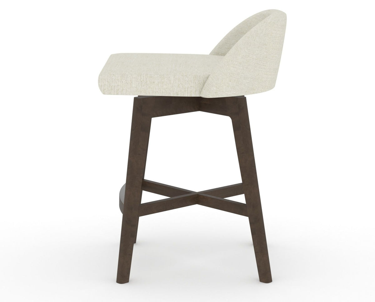 Canadel Downtown Swivel Counter or Bar Stool 8138 in TW Fabric and 29 Hazelnut Washed, side view
