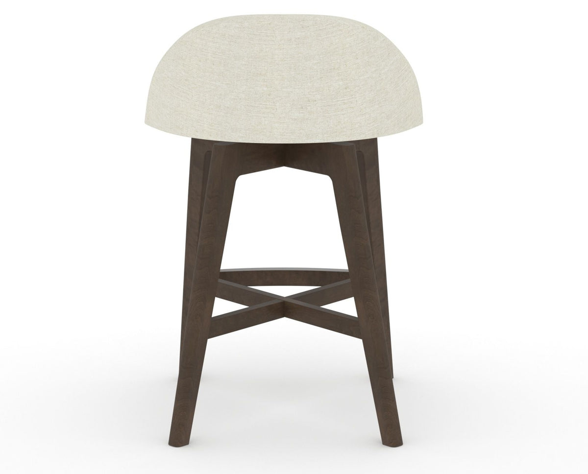 Canadel Downtown Swivel Counter or Bar Stool 8138 in TW Fabric and 29 Hazelnut Washed, back view