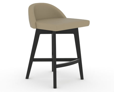 Canadel Downtown Swivel Counter or Bar Stool 8138 in XY Faux Leather and 05 Peppercorn Washed, three-quarter view