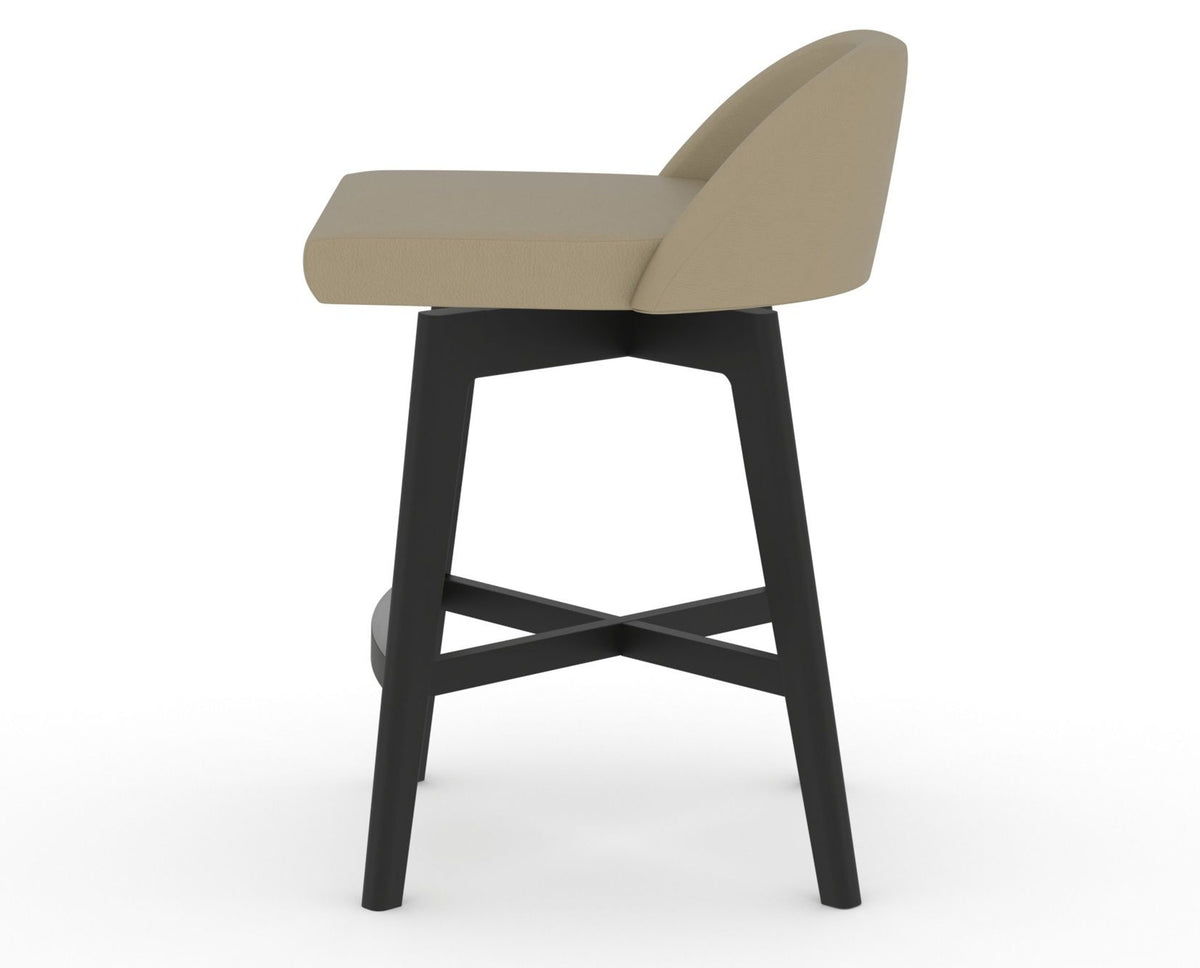 Canadel Downtown Swivel Counter or Bar Stool 8138 in XY Faux Leather and 05 Peppercorn Washed, side view