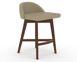 Canadel Downtown Swivel Counter or Bar Stool 8138 in XY Faux Leather and 19 Cognac Washed, three-quarter view