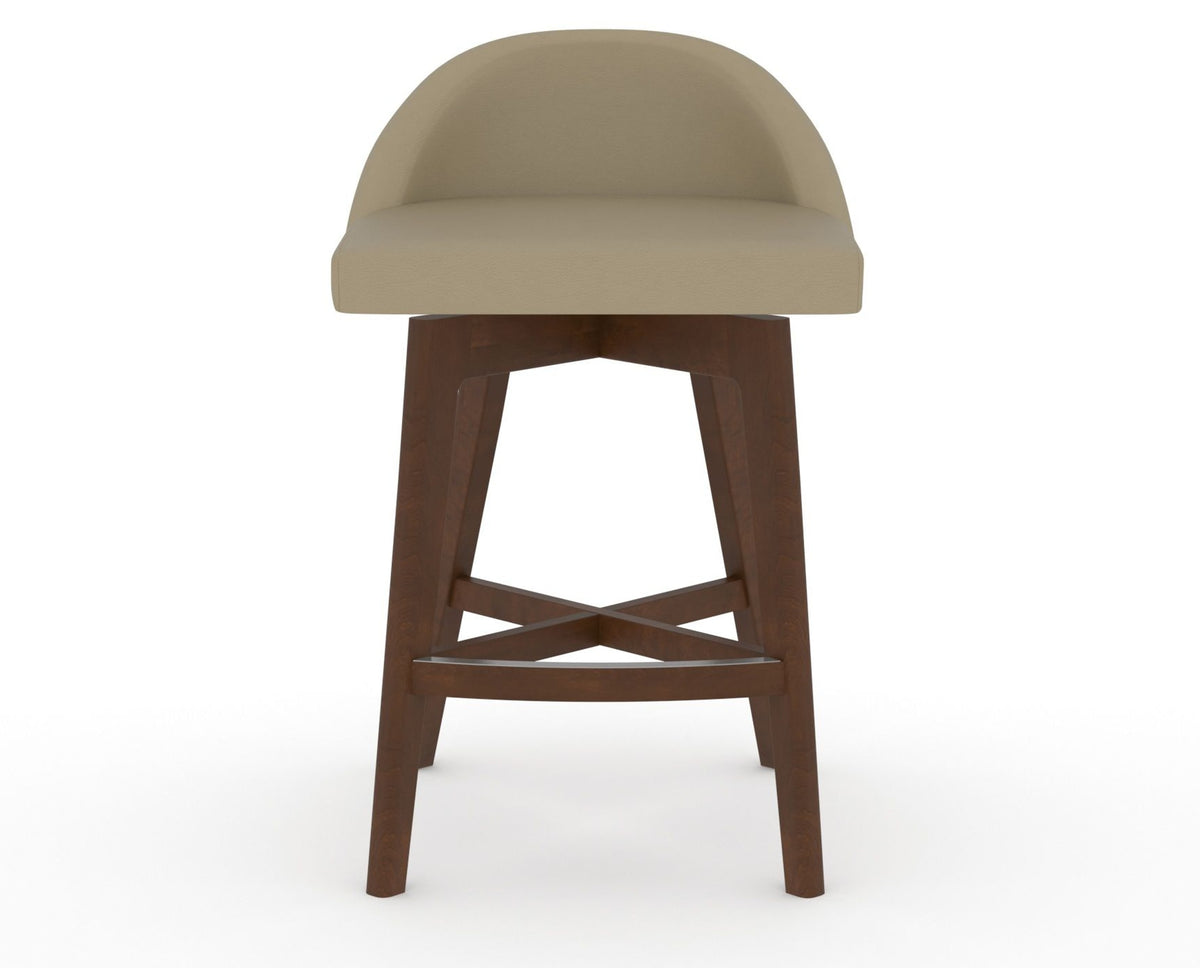 Canadel Downtown Swivel Counter or Bar Stool 8138 in XY Faux Leather and 19 Cognac Washed, front view