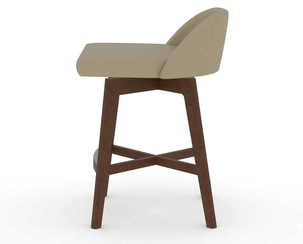 Canadel Downtown Swivel Counter or Bar Stool 8138 in XY Faux Leather and 19 Cognac Washed, side view