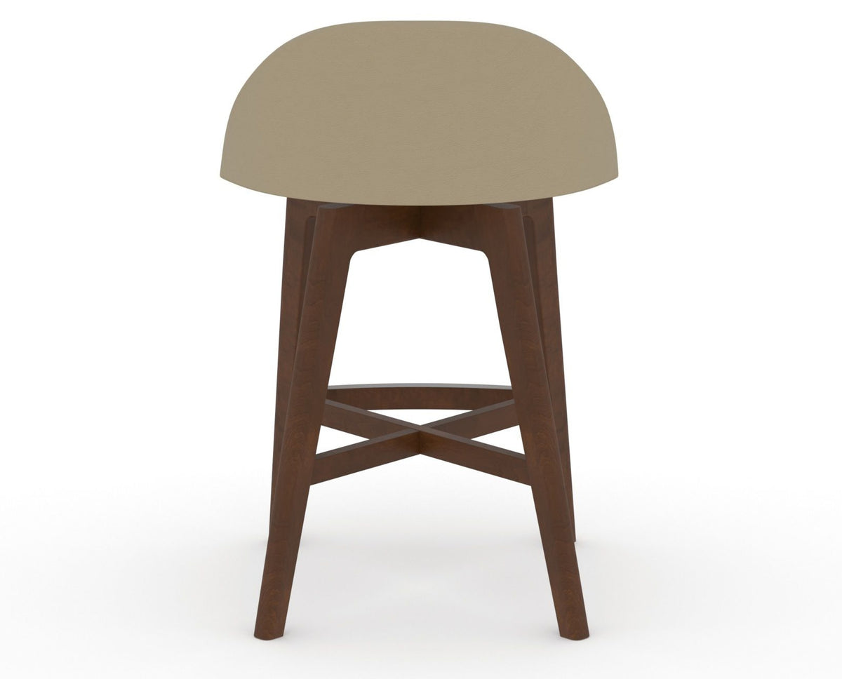 Canadel Downtown Swivel Counter or Bar Stool 8138 in XY Faux Leather and 19 Cognac Washed, back view