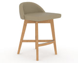 Canadel Downtown Swivel Counter or Bar Stool 8138 in XY Faux Leather and 20 Caramel Washed, three-quarter view
