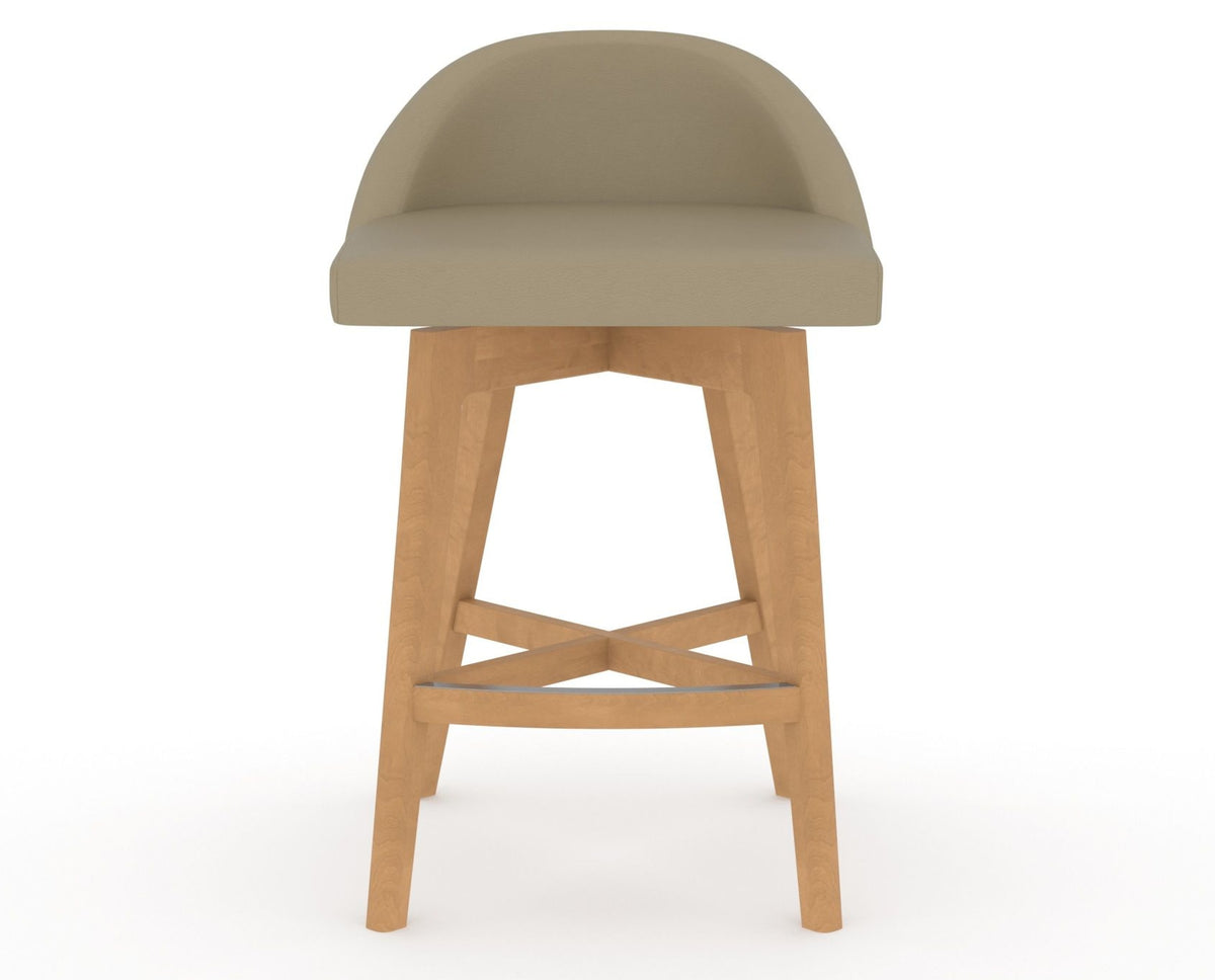 Canadel Downtown Swivel Counter or Bar Stool 8138 in XY Faux Leather and 20 Caramel Washed, front view