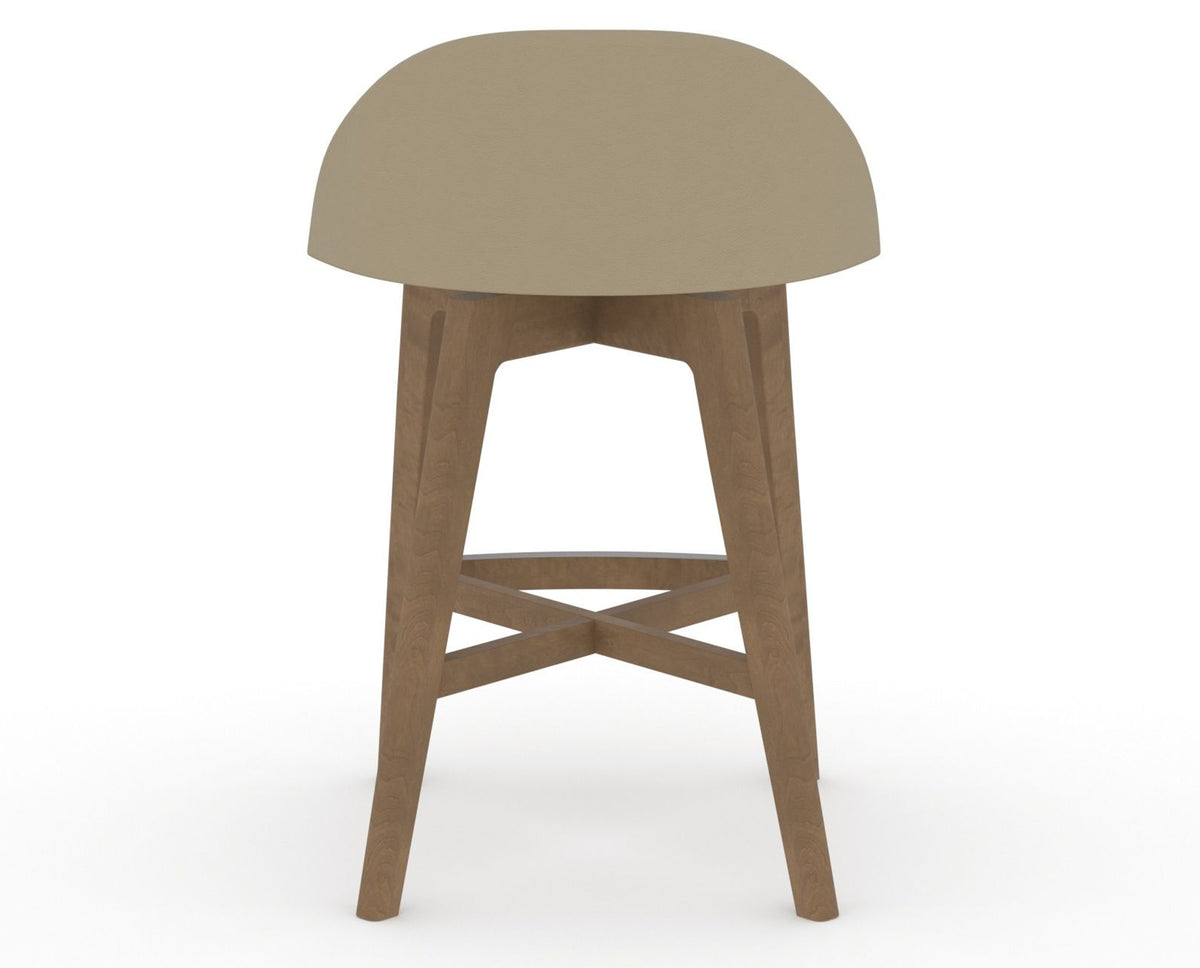 Canadel Downtown Swivel Counter or Bar Stool 8138 in XY Faux Leather and 25 Pecan Washed, back view