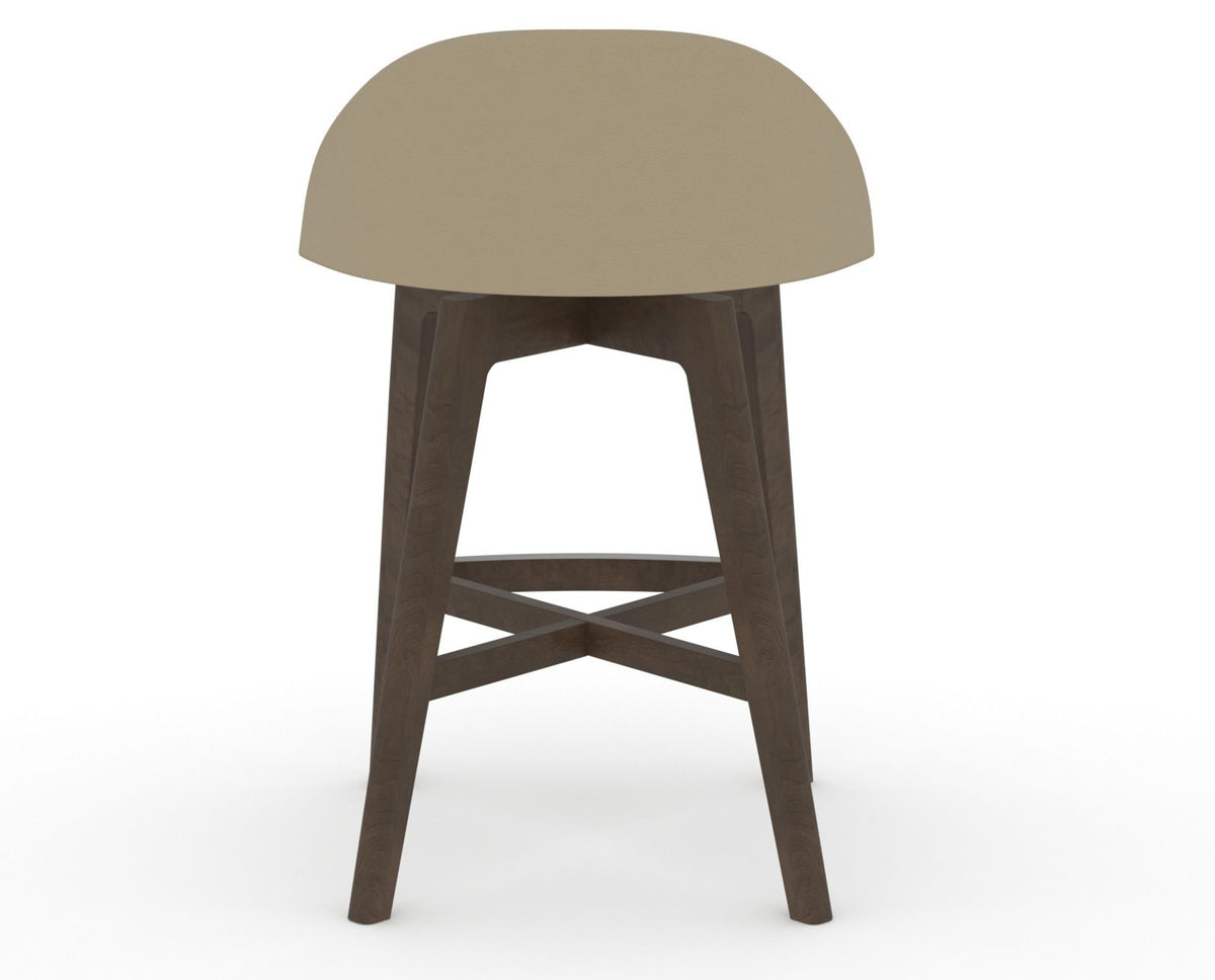 Canadel Downtown Swivel Counter or Bar Stool 8138 in XY Faux Leather and 29 Hazelnut Washed, back view