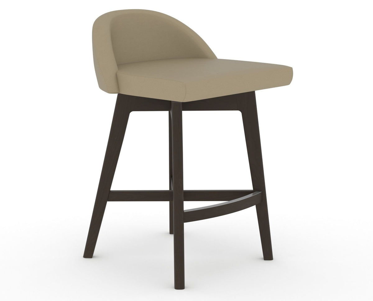 Canadel Downtown Swivel Counter or Bar Stool 8138 in XY Faux Leather and 59 Davy's Grey, three-quarter view