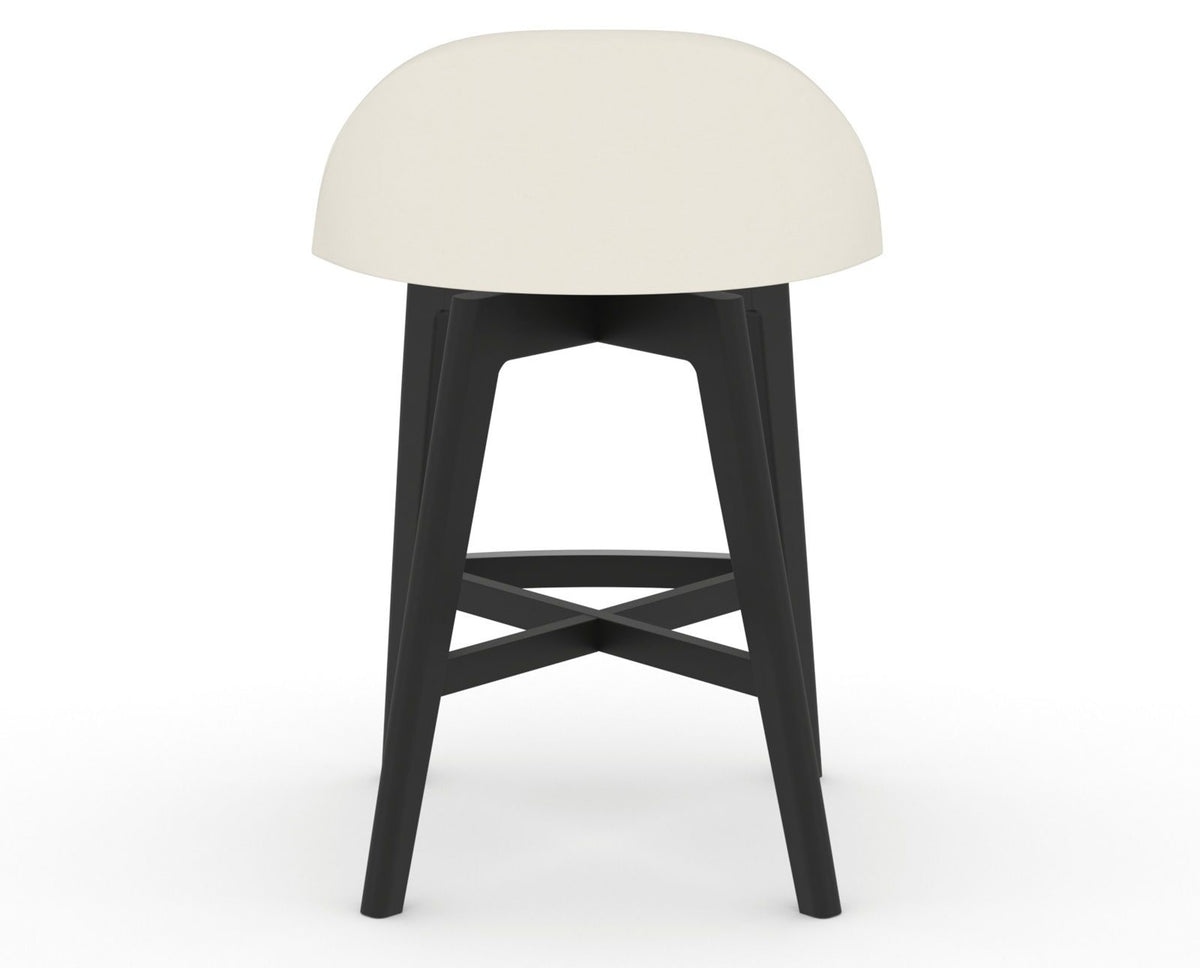 Canadel Downtown Swivel Counter or Bar Stool 8138 in YJ Faux Leather and 05 Peppercorn Washed, back view