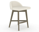 Canadel Downtown Swivel Counter or Bar Stool 8138 in YJ Faux Leather and 08 Shadow, three-quarter view