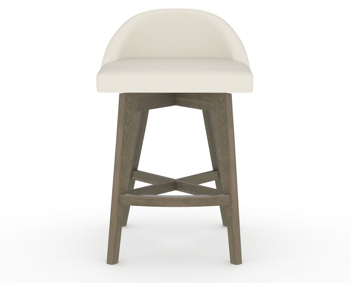 Canadel Downtown Swivel Counter or Bar Stool 8138 in YJ Faux Leather and 08 Shadow, front view