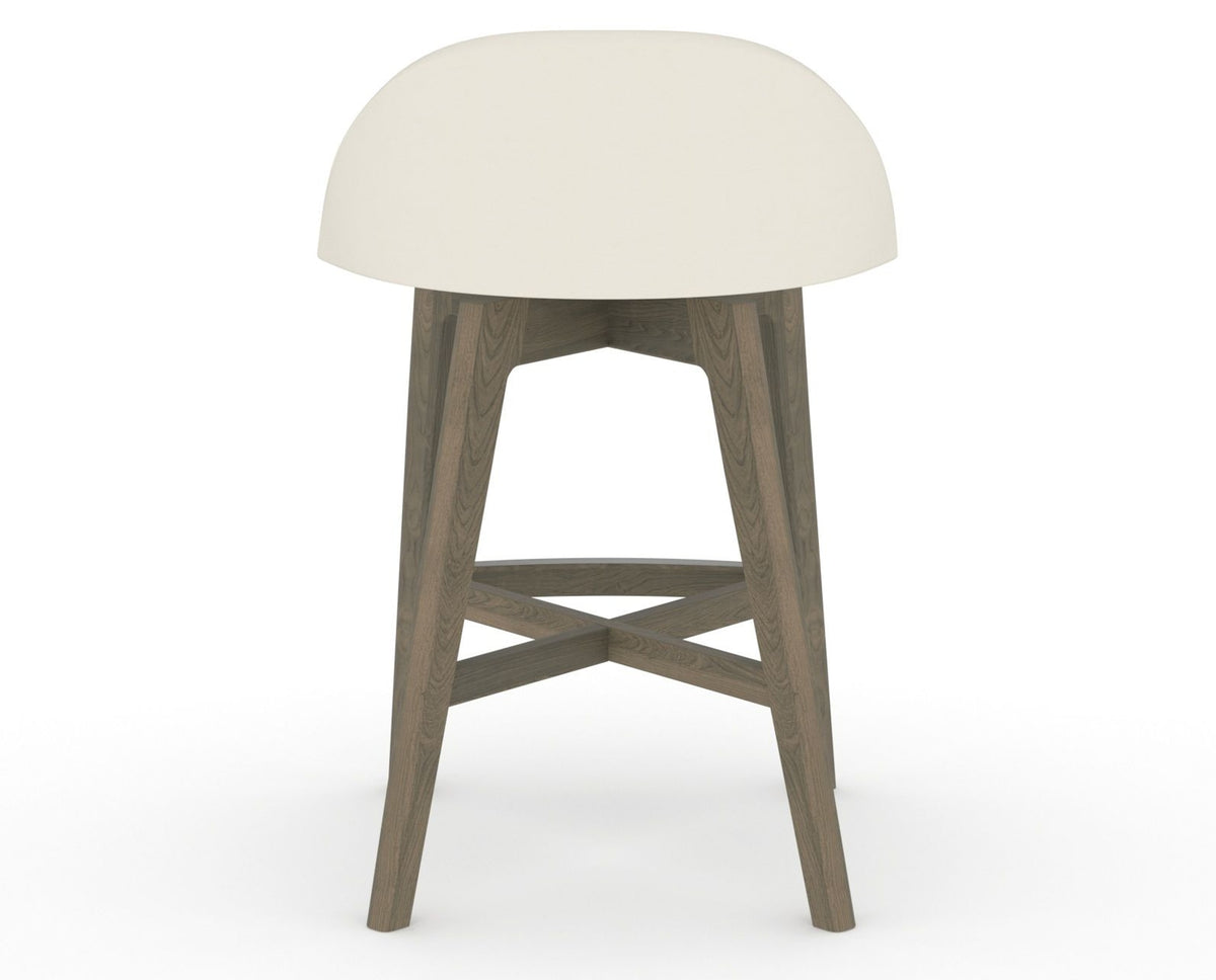 Canadel Downtown Swivel Counter or Bar Stool 8138 in YJ Faux Leather and 08 Shadow, back view