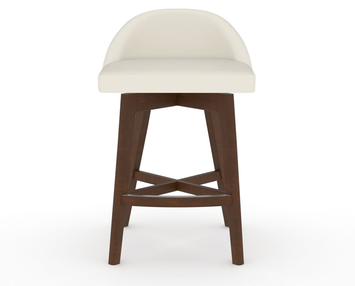 Canadel Downtown Swivel Counter or Bar Stool 8138 in YJ Faux Leather and 19 Cognac Washed, front view