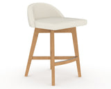 Canadel Downtown Swivel Counter or Bar Stool 8138 in YJ Faux Leather and 20 Caramel Washed, three-quarter view