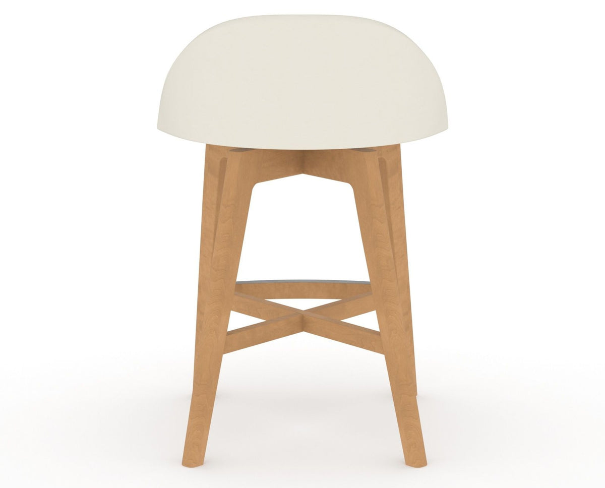 Canadel Downtown Swivel Counter or Bar Stool 8138 in YJ Faux Leather and 20 Caramel Washed, back view