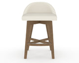 Canadel Downtown Swivel Counter or Bar Stool 8138 in YJ Faux Leather and 25 Pecan Washed, front view