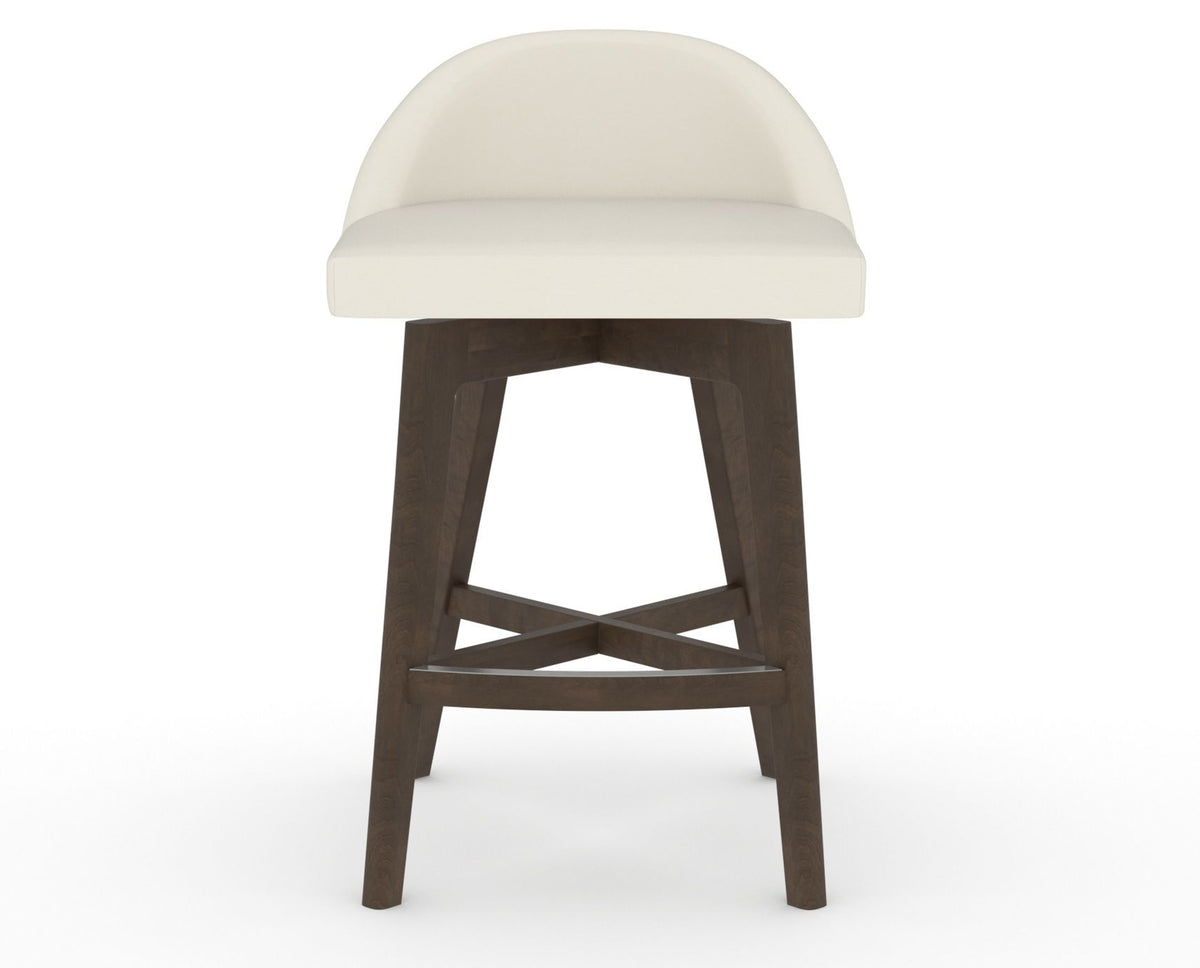Canadel Downtown Swivel Counter or Bar Stool 8138 in YJ Faux Leather and 29 Hazelnut Washed, front view