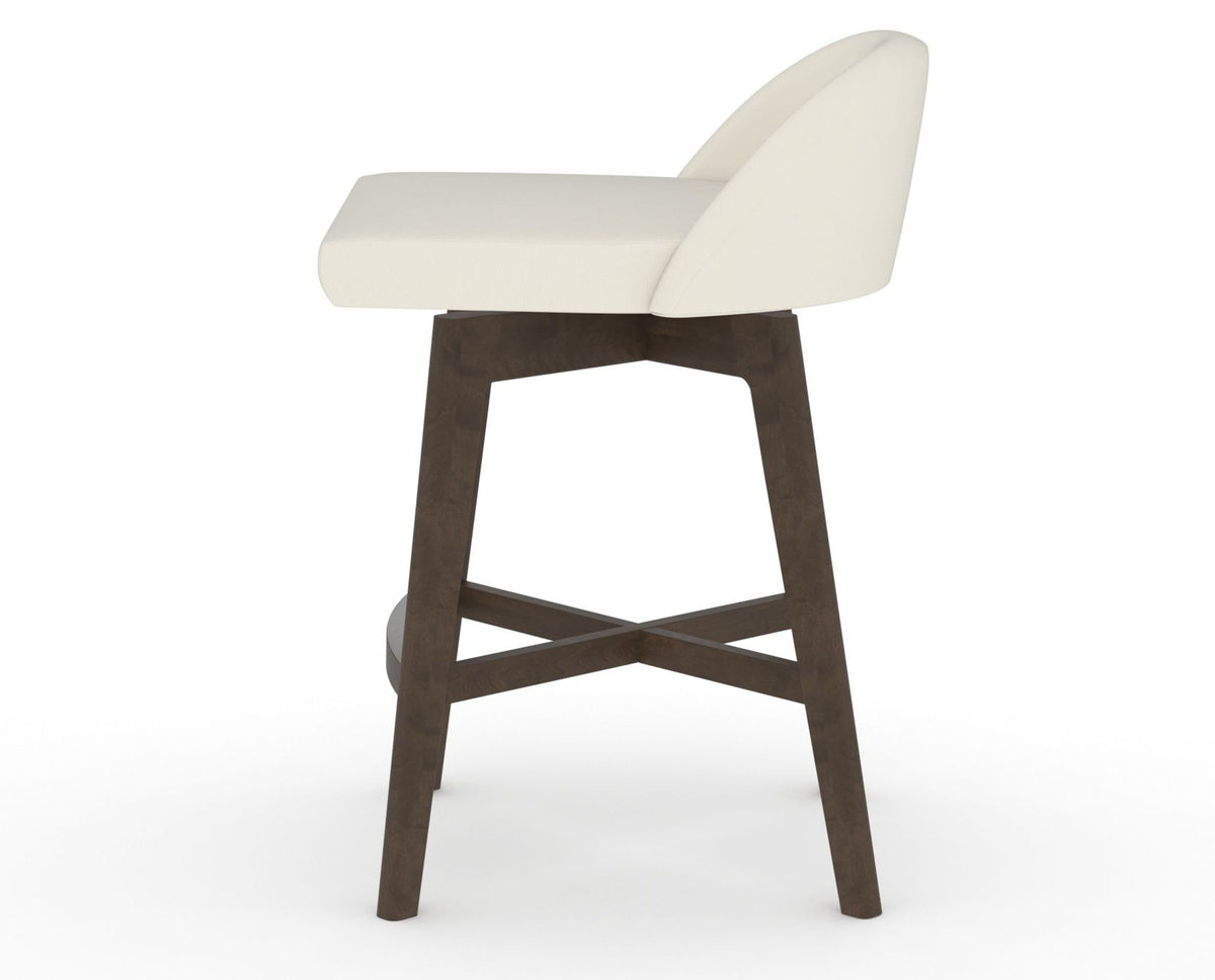 Canadel Downtown Swivel Counter or Bar Stool 8138 in YJ Faux Leather and 29 Hazelnut Washed, side view