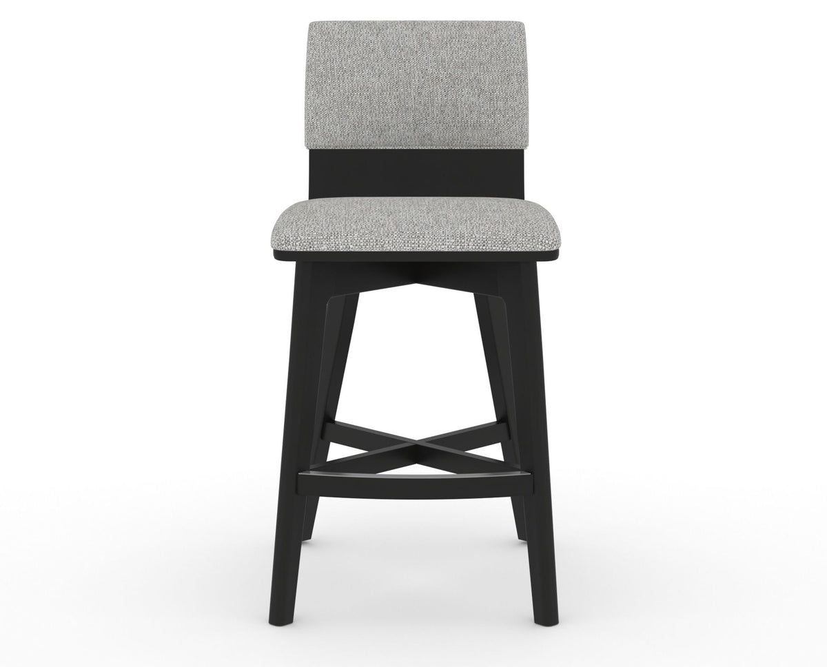 Canadel Downtown Swivel Counter or Bar Stool 8142 in 7C Fabric and 05 Peppercorn Washed, front view