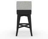 Canadel Downtown Swivel Counter or Bar Stool 8142 in 7C Fabric and 05 Peppercorn Washed, back view