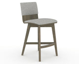 Canadel Downtown Swivel Counter or Bar Stool 8142 in 7C Fabric and 08 Shadow, three-quarter view