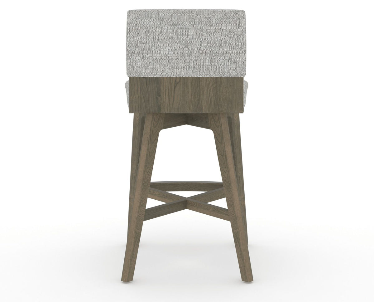 Canadel Downtown Swivel Counter or Bar Stool 8142 in 7C Fabric and 08 Shadow, back view