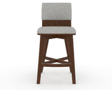 Canadel Downtown Swivel Counter or Bar Stool 8142 in 7C Fabric and 19 Cognac Washed, front view