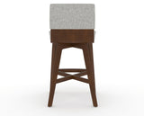 Canadel Downtown Swivel Counter or Bar Stool 8142 in 7C Fabric and 19 Cognac Washed, back view