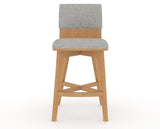 Canadel Downtown Swivel Counter or Bar Stool 8142 in 7C Fabric and 20 Caramel Washed, front view
