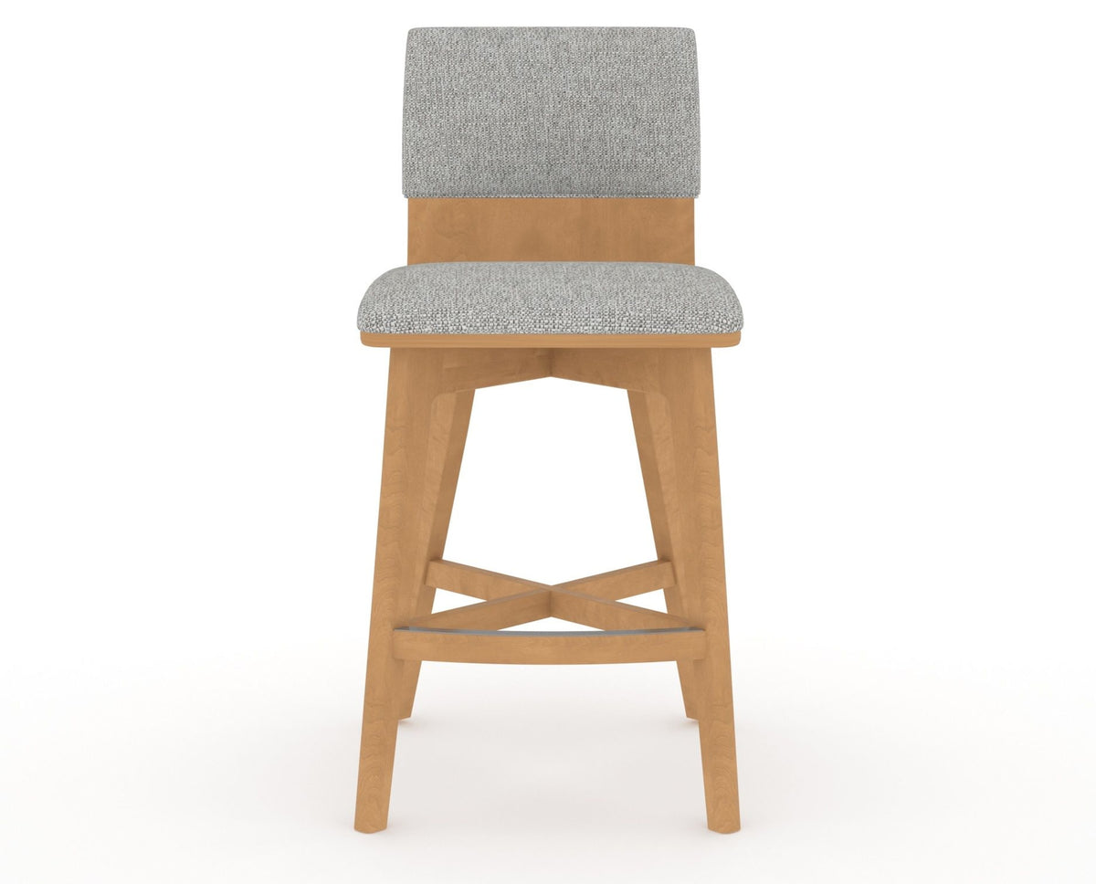 Canadel Downtown Swivel Counter or Bar Stool 8142 in 7C Fabric and 20 Caramel Washed, front view