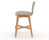 Canadel Downtown Swivel Counter or Bar Stool 8142 in 7C Fabric and 20 Caramel Washed, side view