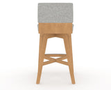 Canadel Downtown Swivel Counter or Bar Stool 8142 in 7C Fabric and 20 Caramel Washed, back view