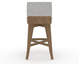 Canadel Downtown Swivel Counter or Bar Stool 8142 in 7C Fabric and 25 Pecan Washed, back view