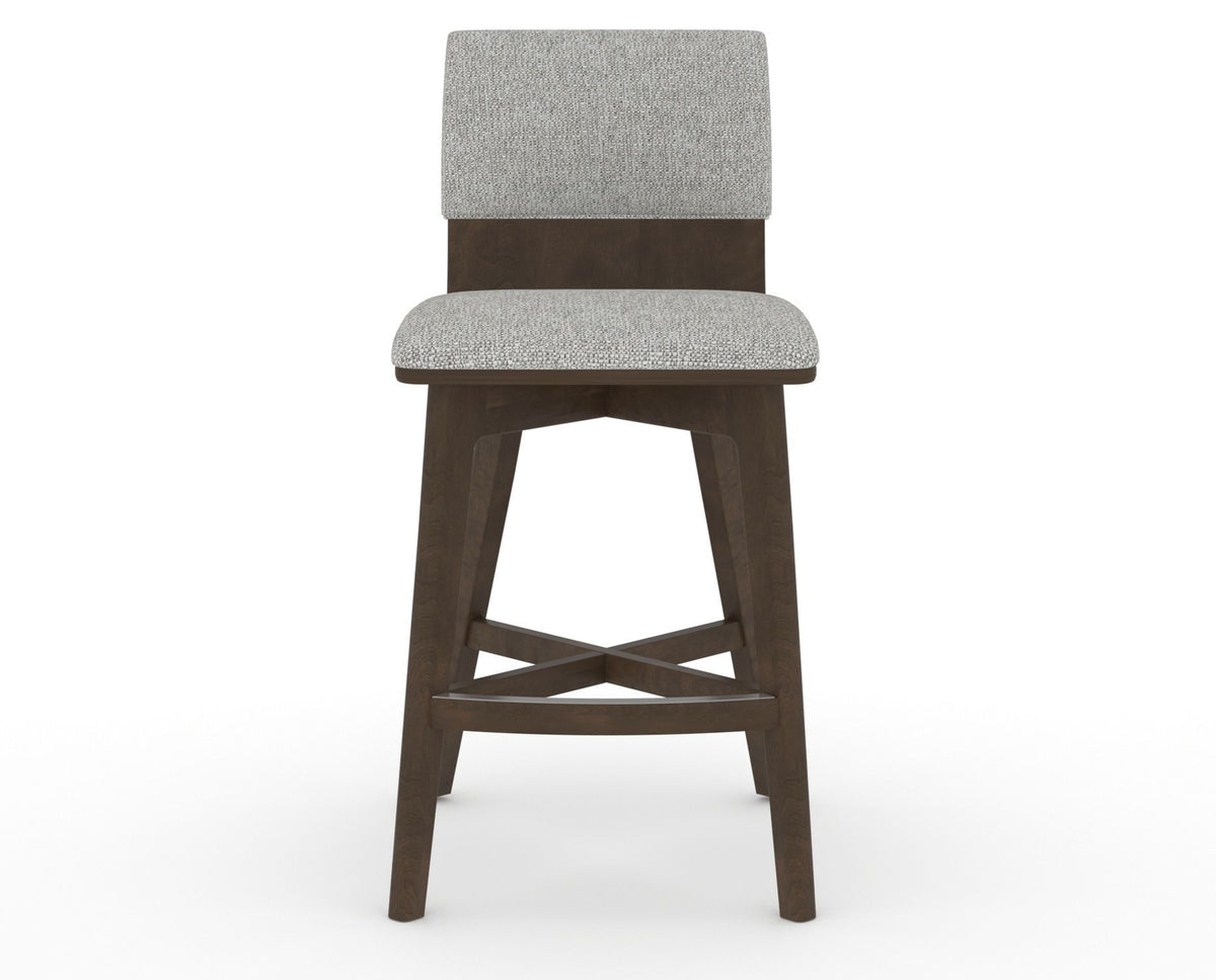 Canadel Downtown Swivel Counter or Bar Stool 8142 in 7C Fabric and 29 Hazelnut Washed, front view