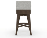 Canadel Downtown Swivel Counter or Bar Stool 8142 in 7C Fabric and 29 Hazelnut Washed, back view